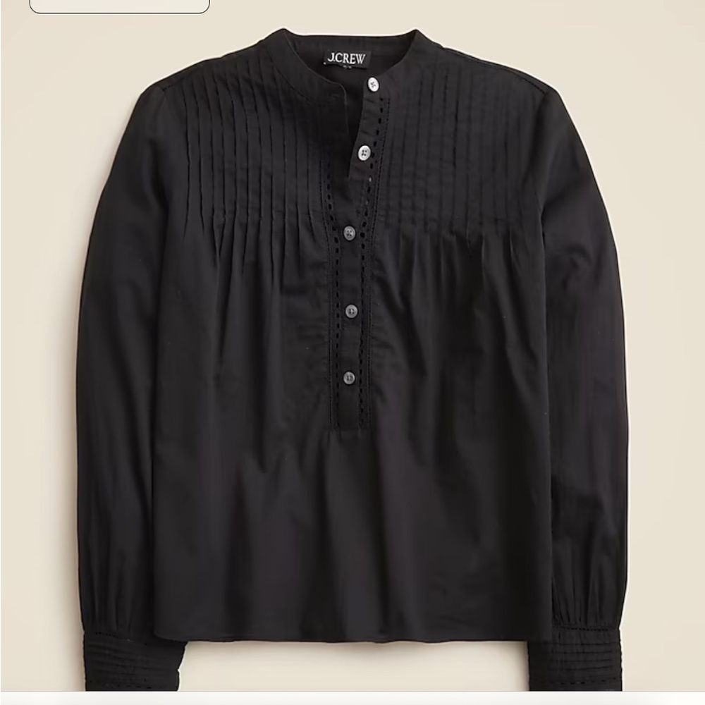 J Crew Cotton Voile Lace-Trimmed Pintuck Blouse, size small.